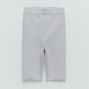 Zara Ribbed High Waist Grey Biker Shorts